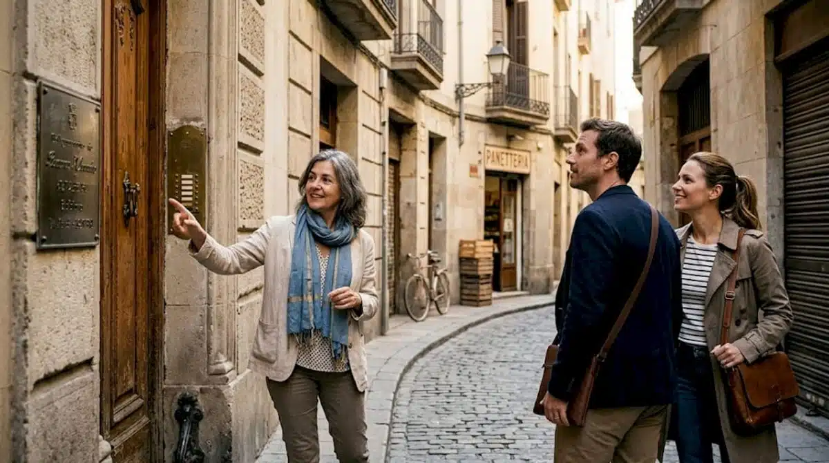 Local guide leading travelers through old city