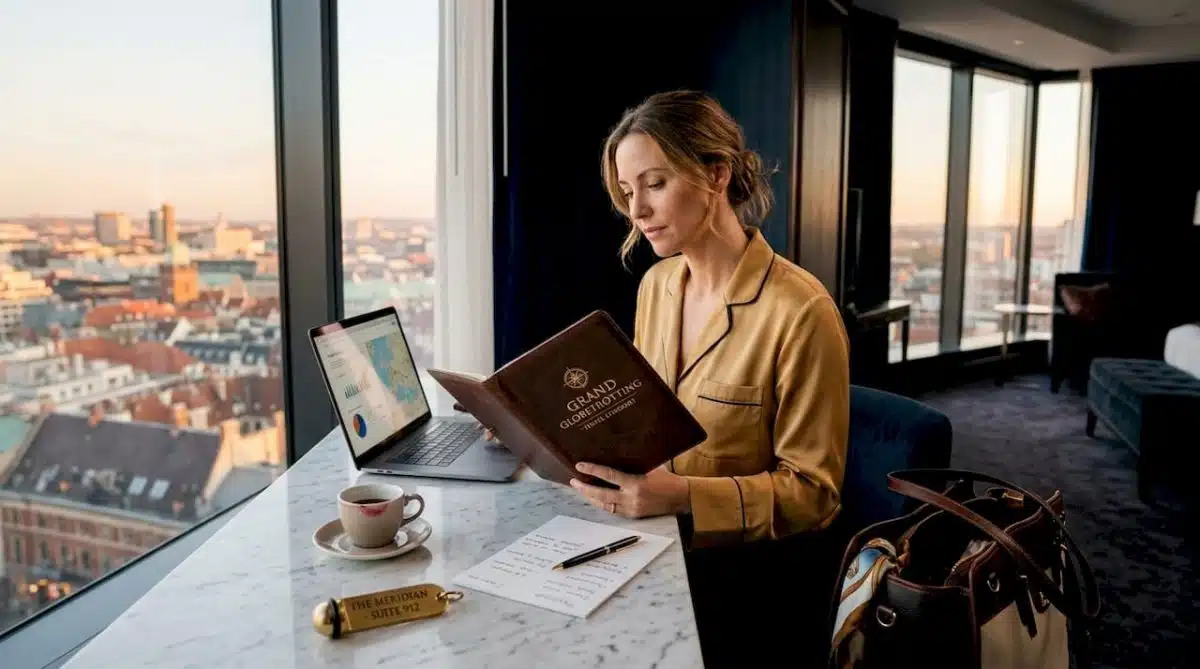 Solo traveler organizes trip in luxury hotel suite