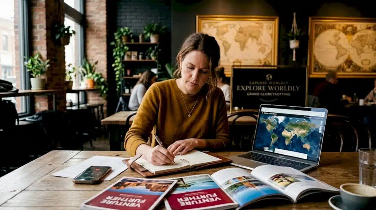 Travel advisor planning luxury itineraries at home